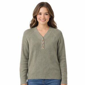 Denver Hayes Green Ribbed Knit Pullover Sweater